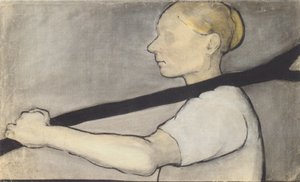 Farmer felesége, egy ágvillát cipelve